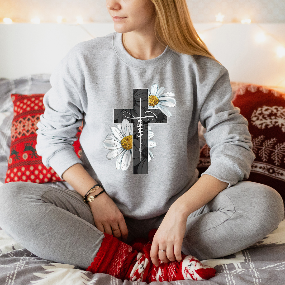 Jesus Cross Daisies Sweatshirt