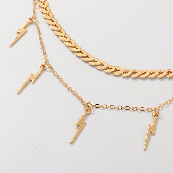 Ellie Layered Lightning Charm Necklace