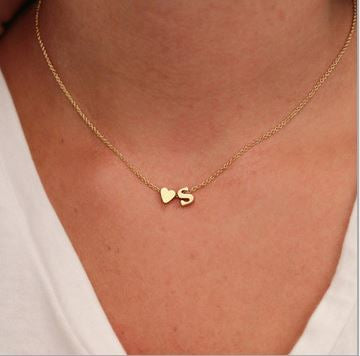 Nelly Dainty Heart & Personalized Initial Necklace